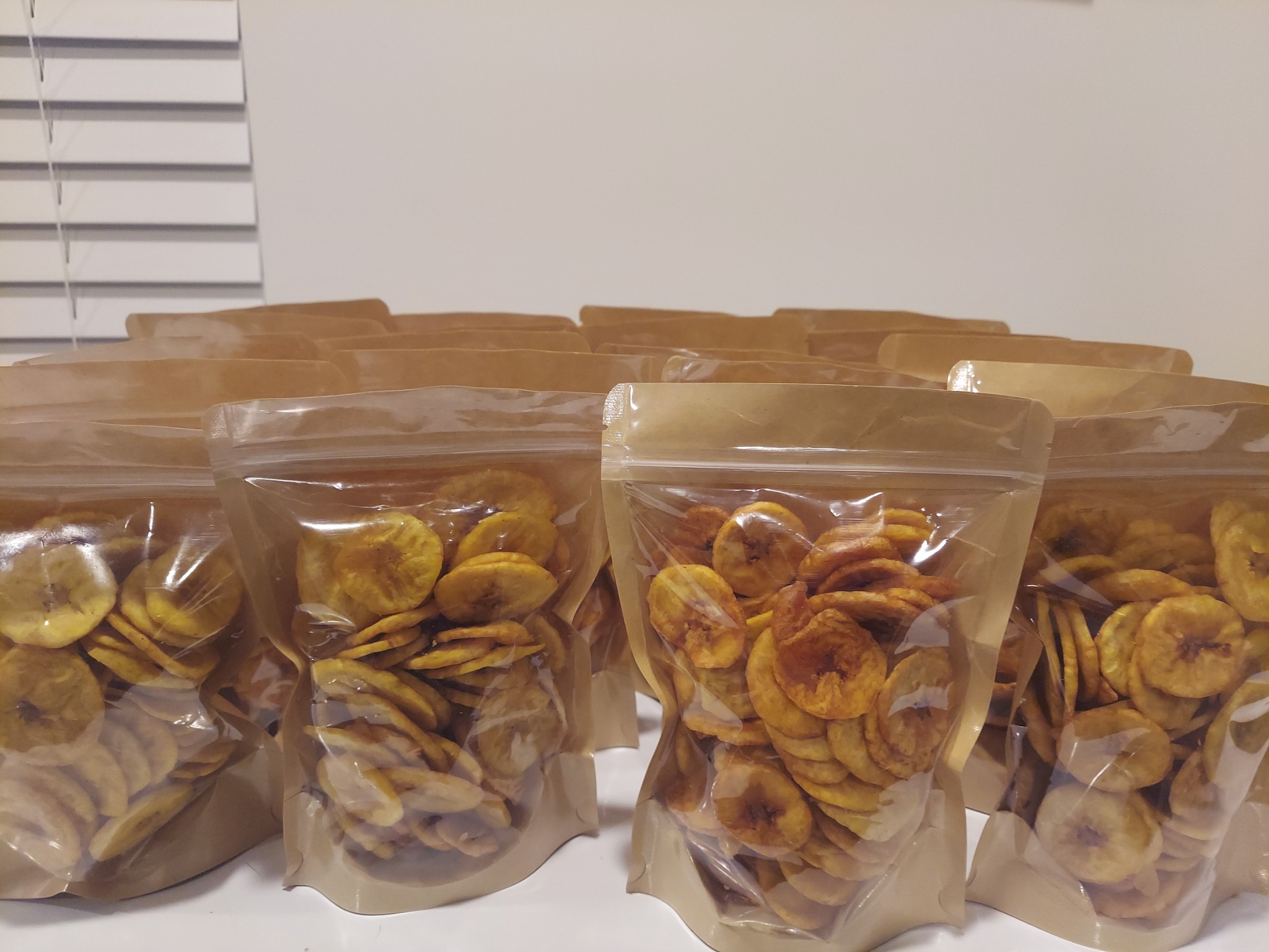 Golden Snacks plantain chips packaged and ready to order